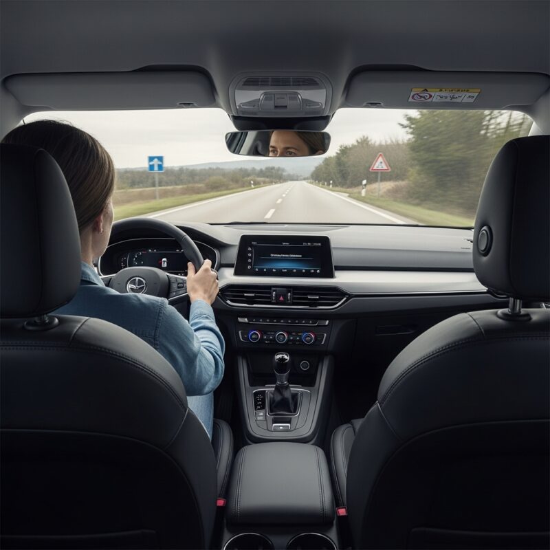 Automobilio salonas su įrengta garso izoliacija duryse ir grindyse, sukuriantis komfortišką ir tylų vidų.